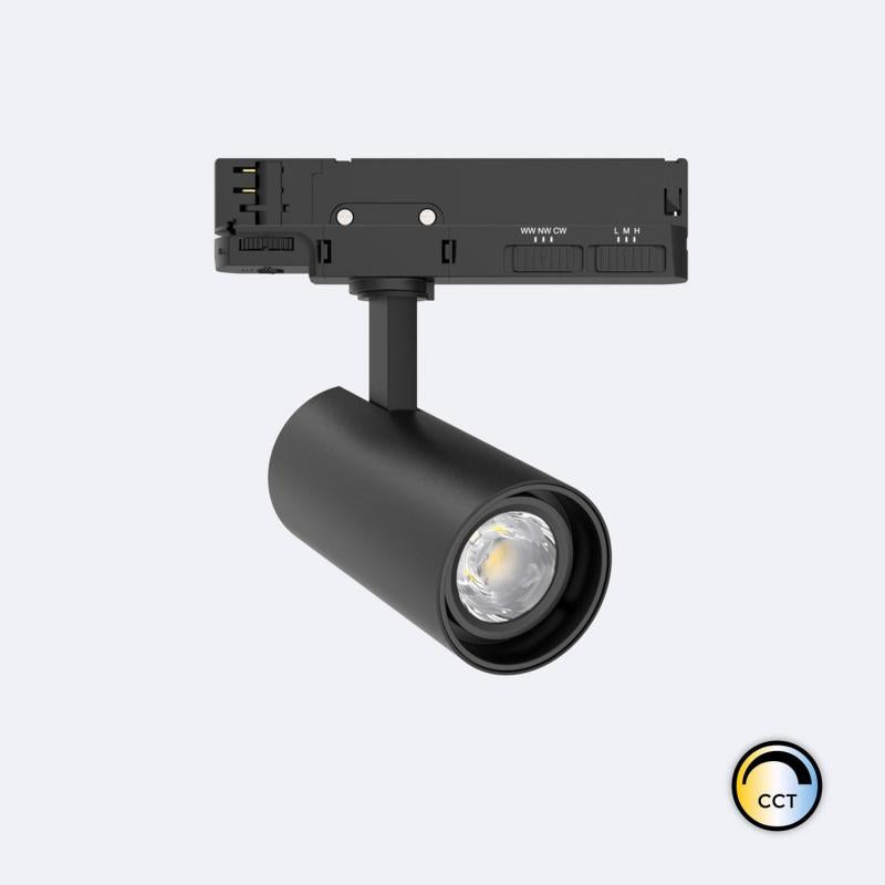 Foco Calha LED Trifásico 20W Fasano CCT Seleccionável Regulável Preto