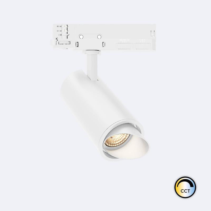 Foco Calha LED Trifásico 20W Fasano Cilíndrico Bisel CCT Seleccionável Regulável Branco
