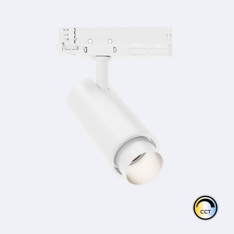 Foco Calha LED Trifásico 20W Fasano Cilíndrico CCT Seleccionável Regulável Branco