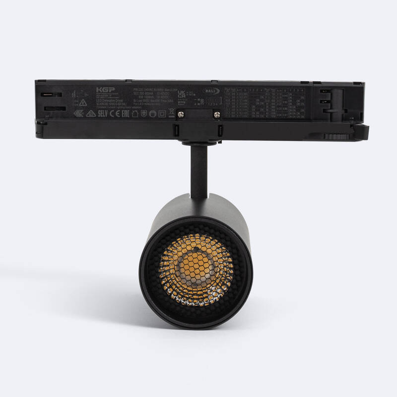 Foco Calha LED Trifásico 30W Fasano Anti-reflexos CCT Seleccionável Regulável DALI Preto