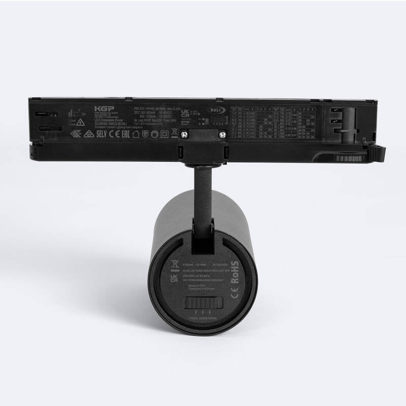 Foco Calha LED Trifásico 30W Fasano Anti-reflexos CCT Seleccionável Regulável DALI Preto
