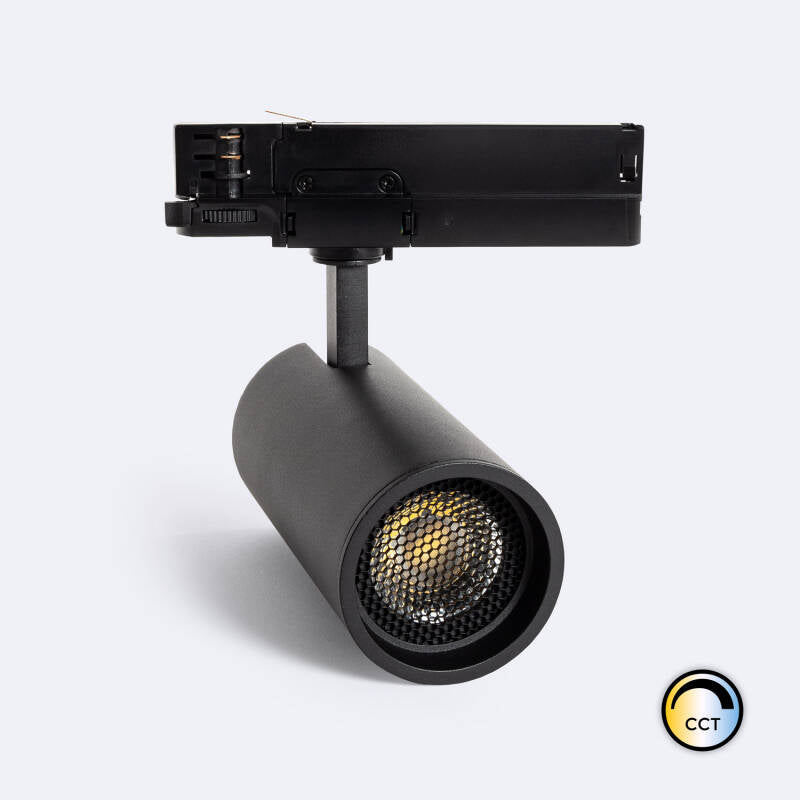 Foco Calha LED Trifásico 30W Fasano Anti-reflexos CCT Seleccionável Regulável Preto