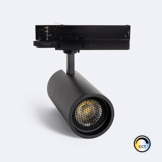 Foco Calha LED Trifásico 30W Fasano Anti-reflexos CCT Seleccionável Regulável Preto