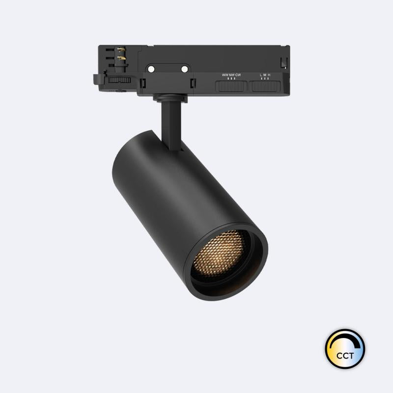 Foco Calha LED Trifásico 30W Fasano Anti-reflexos CCT Seleccionável Regulável Preto