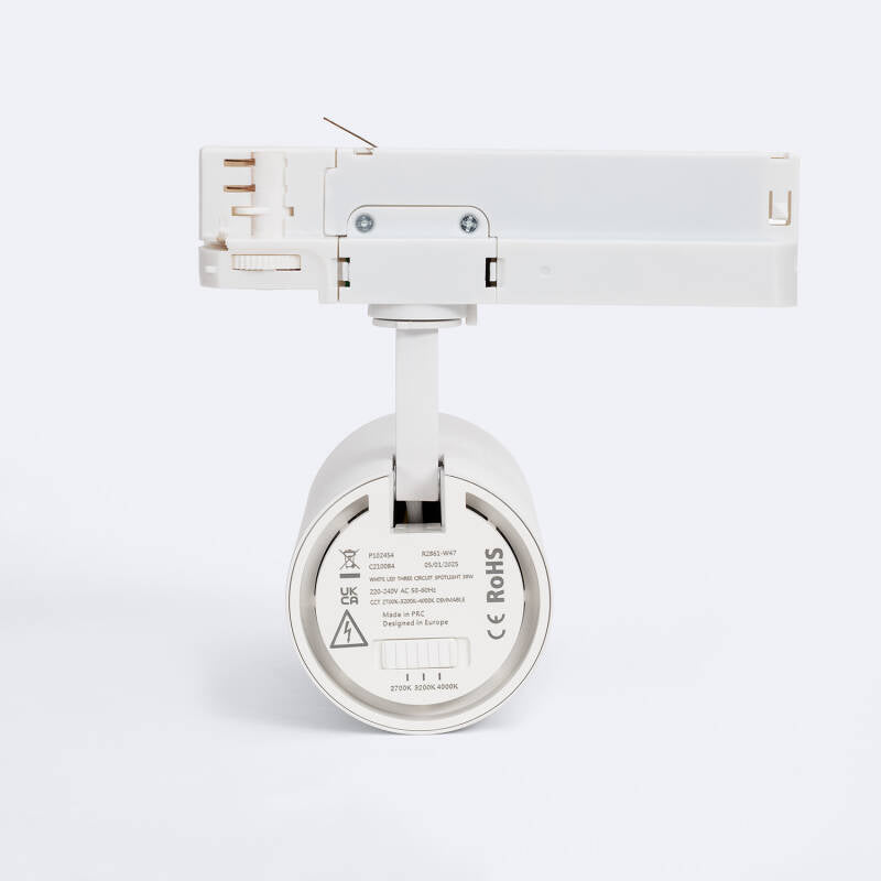 Foco Calha LED Trifásico 30W Fasano CCT Seleccionável Regulável Branco