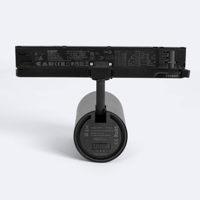 Foco Calha LED Trifásico 30W Fasano CCT Seleccionável Regulável DALI Preto