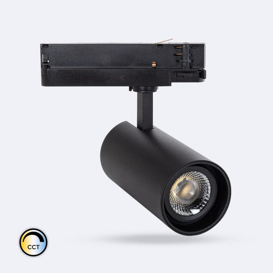 Foco Calha LED Trifásico 30W Fasano CCT Seleccionável Regulável Preto