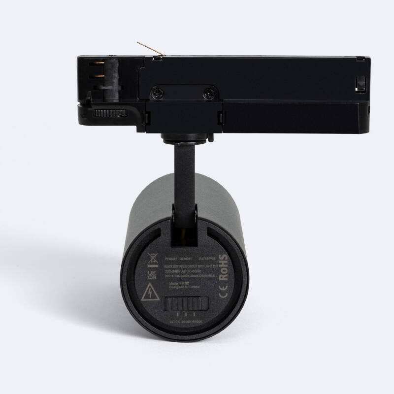 Foco Calha LED Trifásico 30W Fasano CCT Seleccionável Regulável Preto