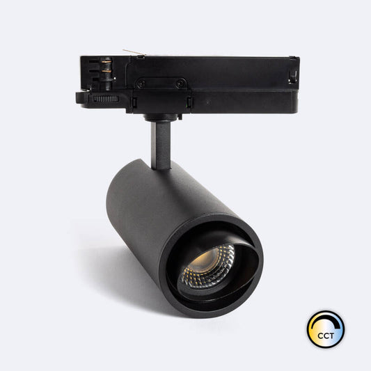 Foco Calha LED Trifásico 30W Fasano Cilíndrico Bisel CCT Seleccionável Regulável Preto