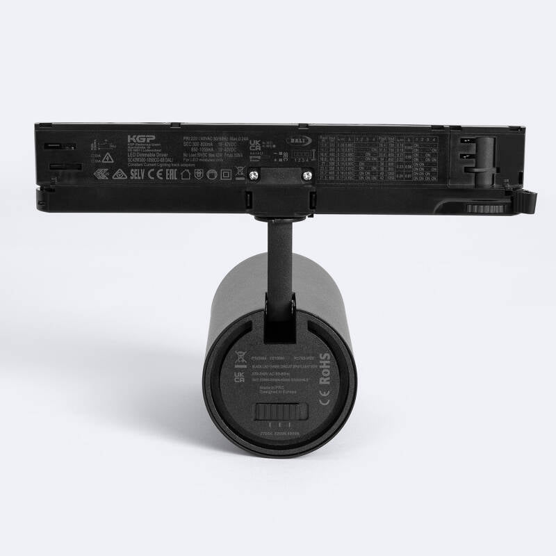 Foco Calha LED Trifásico 30W Fasano Cilíndrico Bisel Regulável DALI Preto