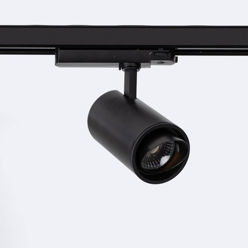 Foco Calha LED Trifásico 40W Fasano Cilíndrico Bisel CCT Seleccionável Regulável Preto