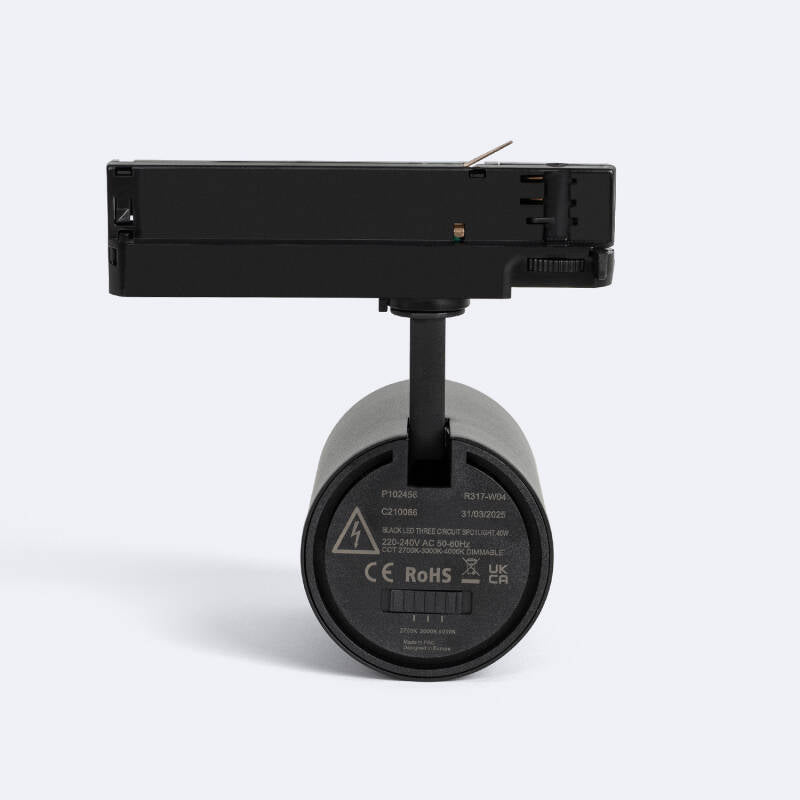Foco Calha LED Trifásico 40W Fasano Cilíndrico Bisel Regulável Preto