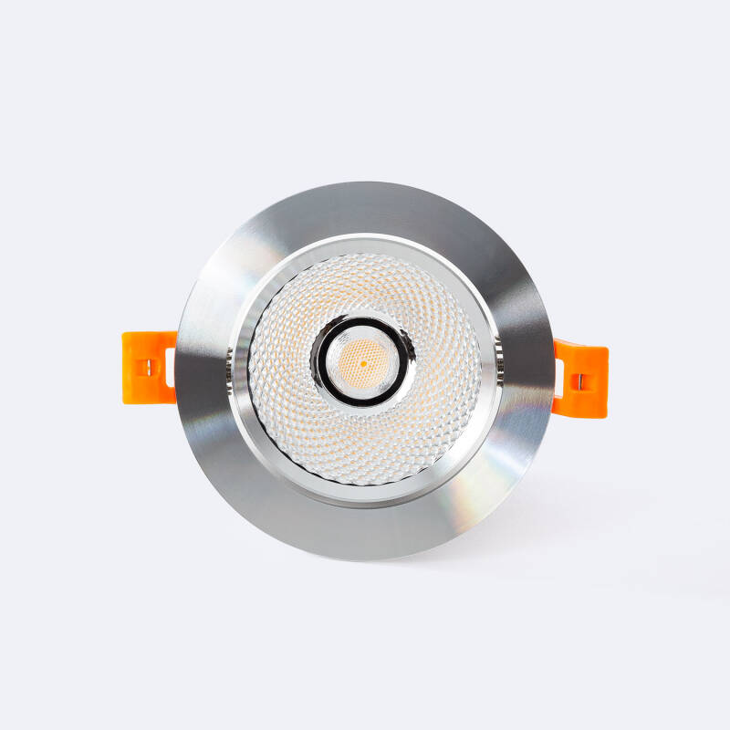 Foco Downlight LED 12W COB Direccionável Circular Prata Corte Ø 90 mm No Flicker