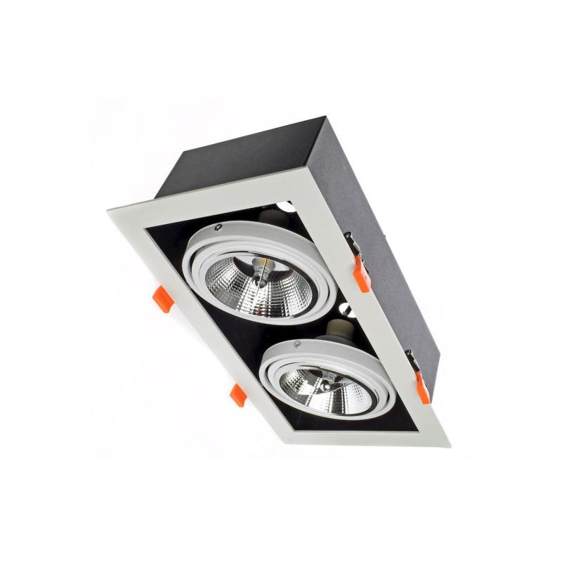 Foco Downlight LED 24W Direccionável Kardan Quadrado Duplo AR111 Corte 325x165 mm