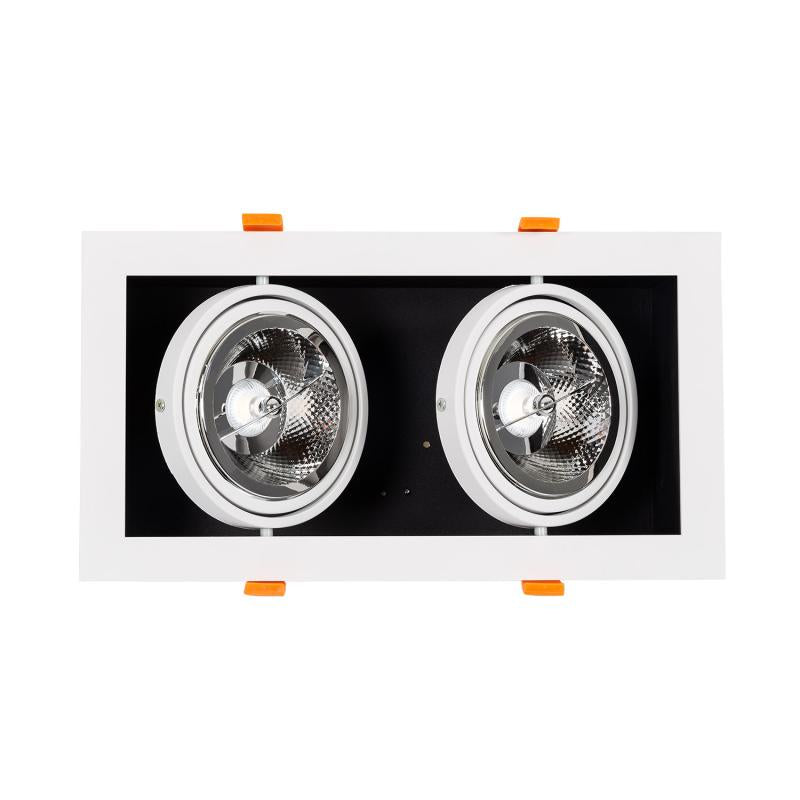 Foco Downlight LED 30 W Direccionável Kardan Quadrado Duplo AR111 Corte 325x165 mm