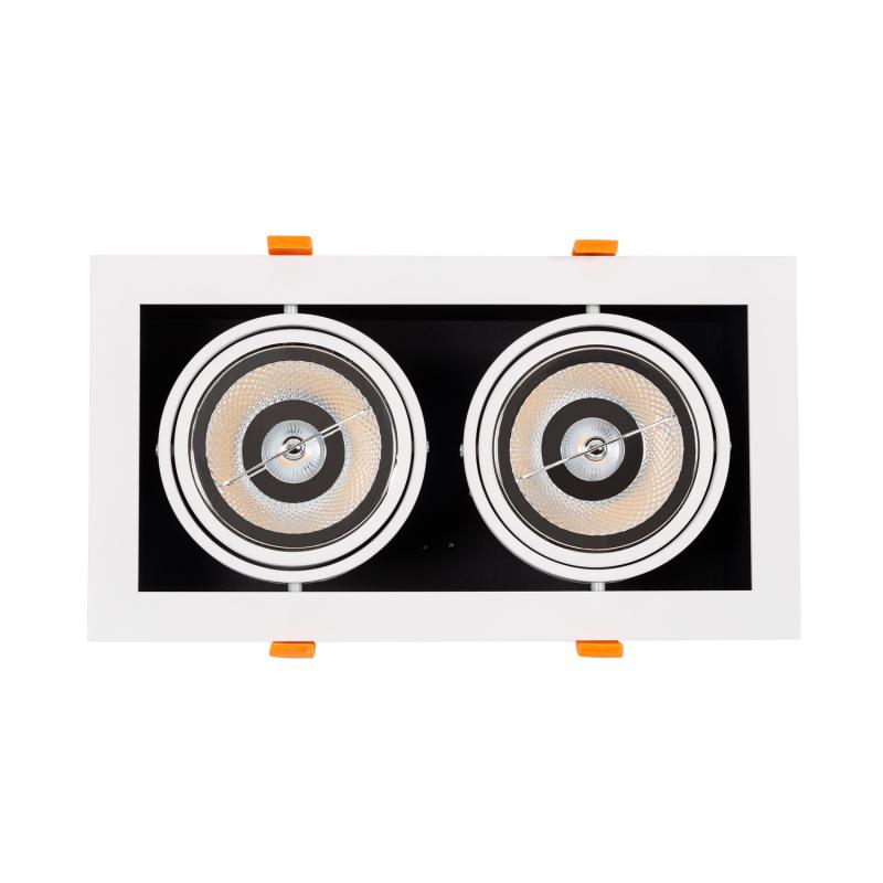 Foco Downlight LED 30 W Direccionável Kardan Quadrado Duplo AR111 Corte 325x165 mm