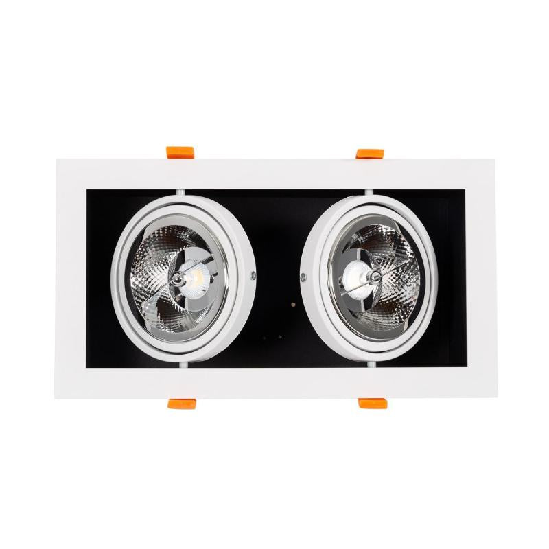 Foco Downlight LED 30 W Direccionável Kardan Quadrado Duplo AR111 Corte 325x165 mm