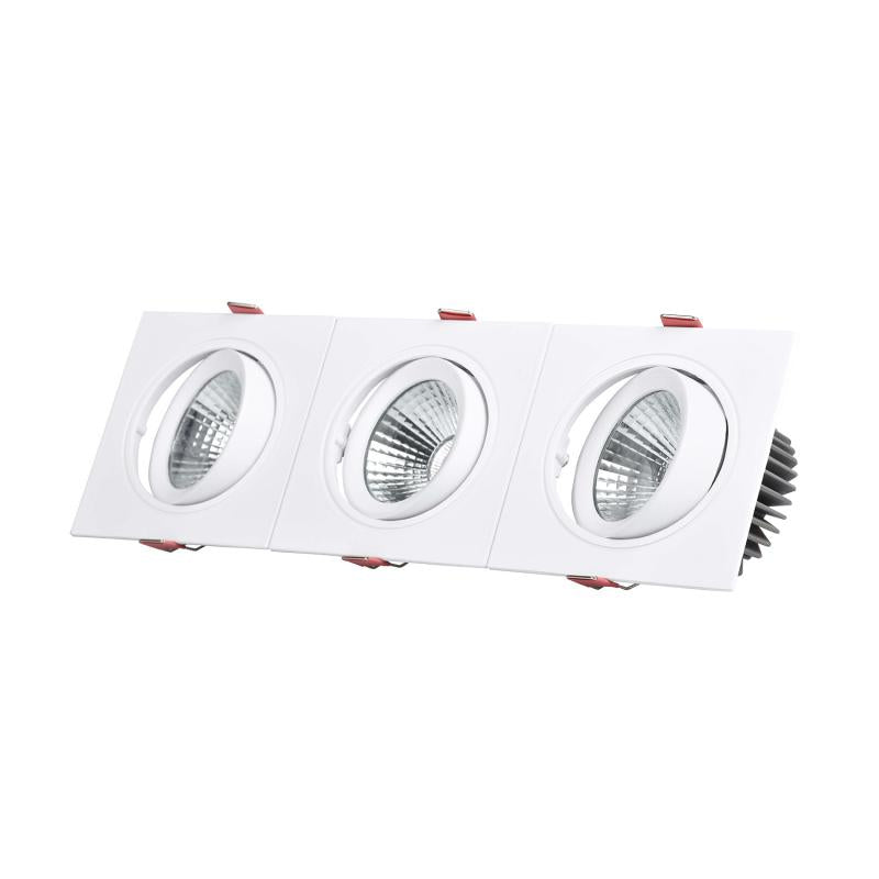 Foco Downlight LED 30W Retangular Triplo New Madison Corte 315x95 mm