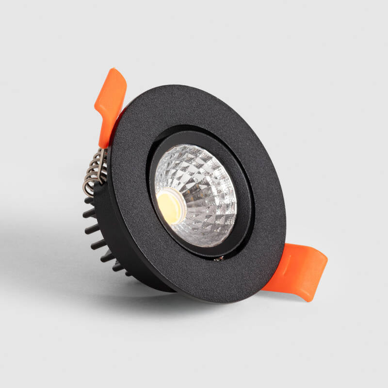 Foco Downlight LED 3W COB Direcionável Circular Preto Corte Ø55 mm CRI92 Expert Color No Flicker