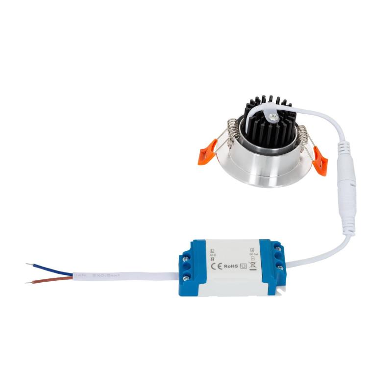 Foco Downlight LED 5W COB Direccionável Circular Prata Corte Ø 55 mm CRI90 Expert Color No Flicker