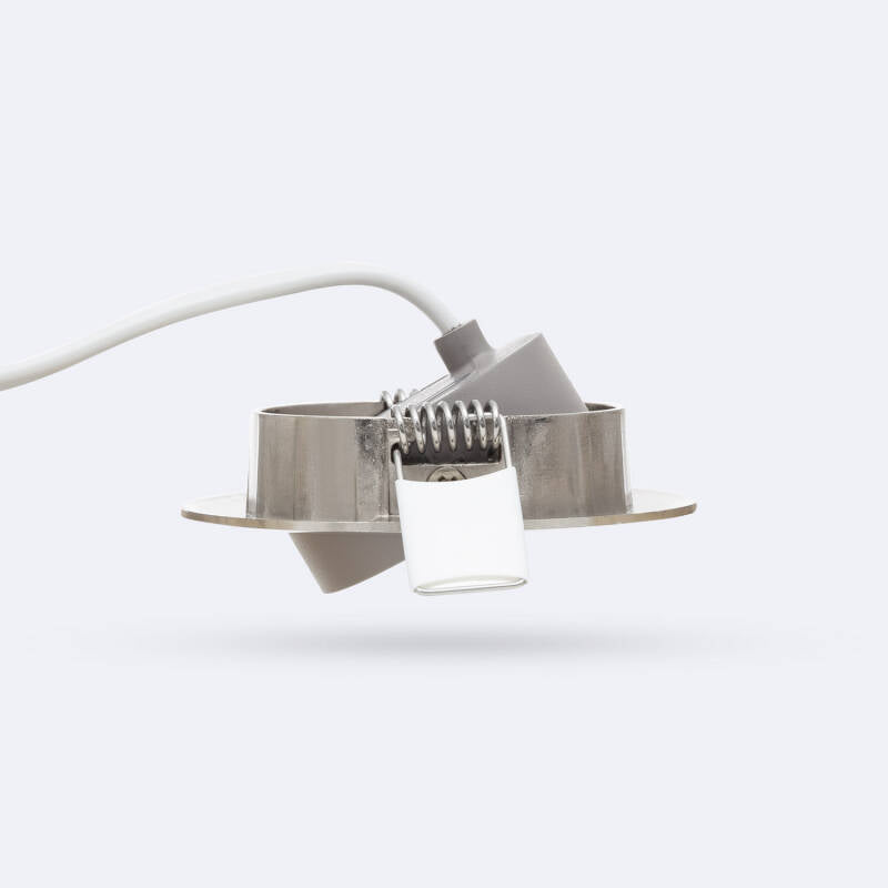 Foco Downlight LED 5W Direccionável Circular Niquel Escovado Corte Ø68 mm