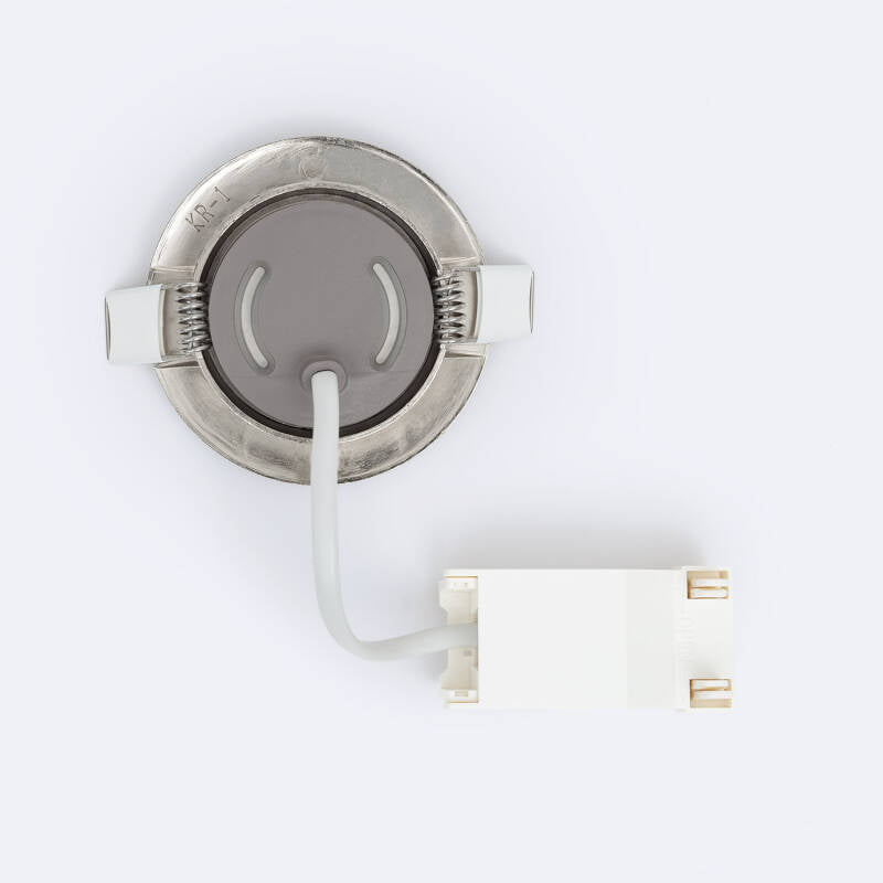 Foco Downlight LED 5W Direccionável Circular Niquel Escovado Corte Ø68 mm