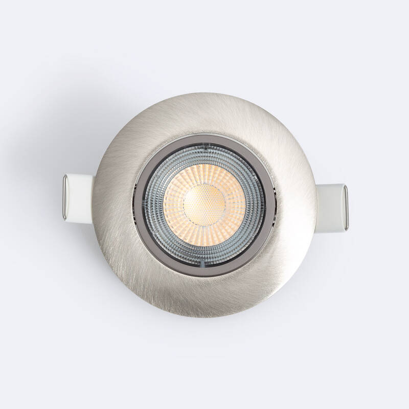 Foco Downlight LED 5W Direccionável Circular Niquel Escovado Corte Ø68 mm
