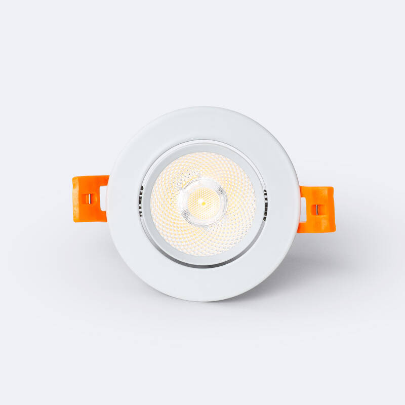 Foco Downlight LED 7W COB Direccionável Circular Branco Corte Ø 70 mm No Flicker