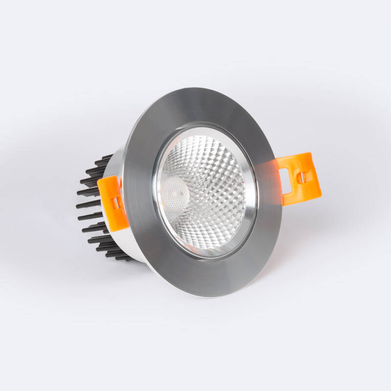 Foco Downlight LED 7W COB Direccionável Circular Prata Corte Ø 70 mm No Flicker