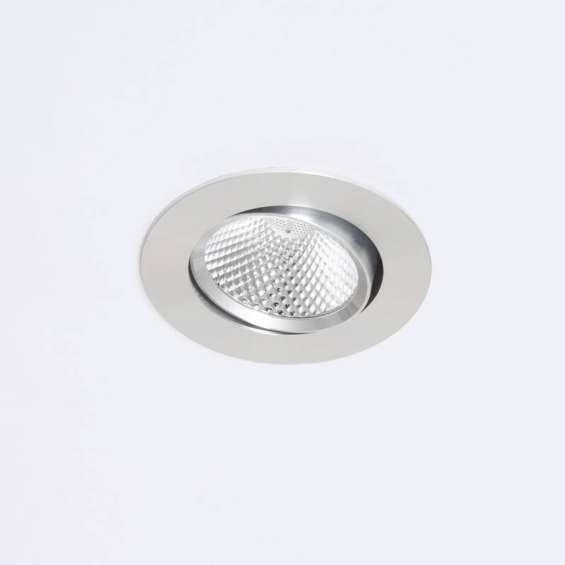 Foco Downlight LED 7W COB Direccionável Circular Prata Corte Ø 70 mm No Flicker