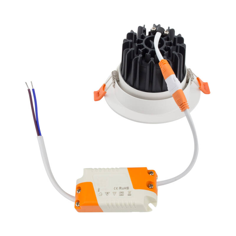 Foco Downlight LED 9W COB Direccionável Circular Branco Corte Ø 90 mm No Flicker