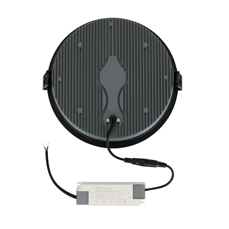 Foco Downlight LED Circular 30W (UGR17) Preto Corte Ø 205 mm