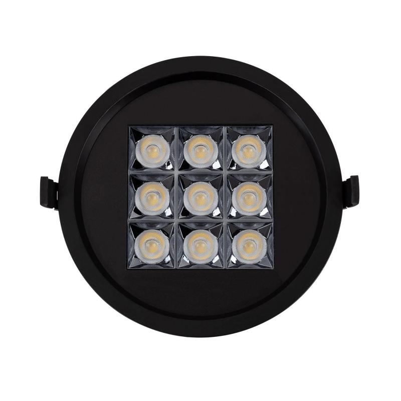 Foco Downlight LED Circular 30W (UGR17) Preto Corte Ø 205 mm