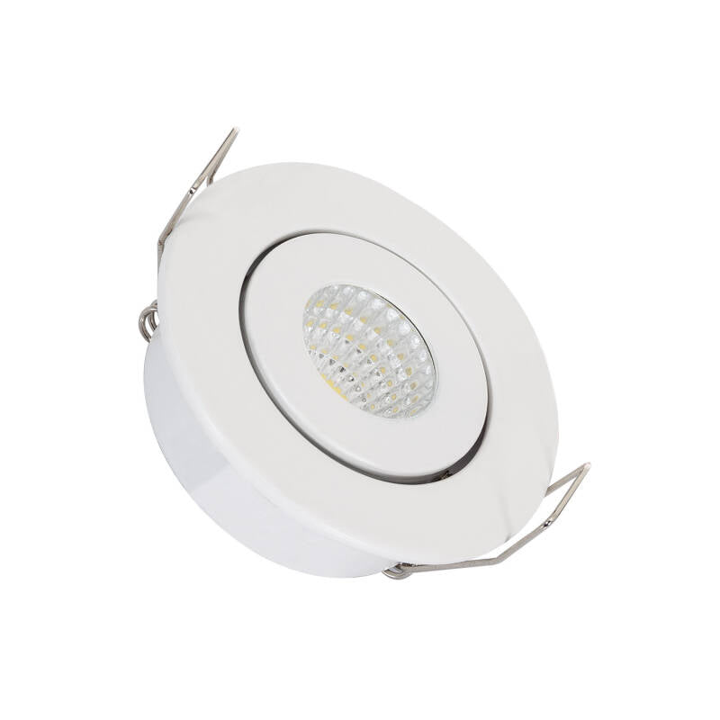 Foco Downlight LED COB 1W Direccionável Circular Branco Corte Ø 44 mm