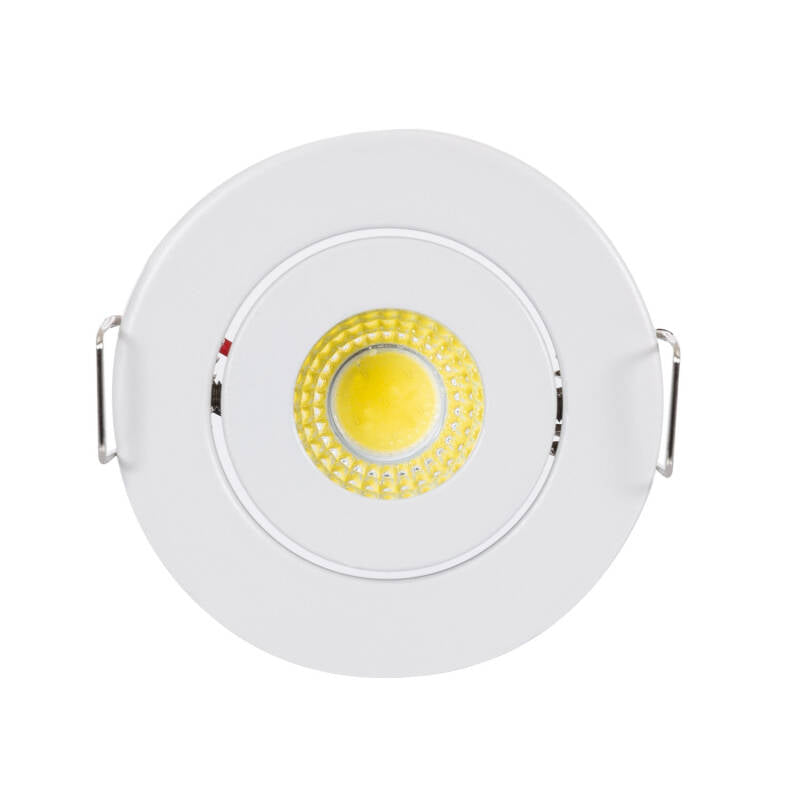 Foco Downlight LED COB 1W Direccionável Circular Branco Corte Ø 44 mm