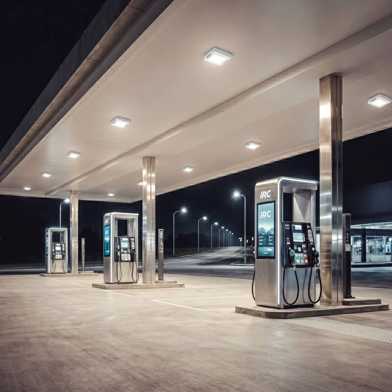 Foco LED Canopy Especial Posto de Gasolina 100W LUMILEDS 150lm/W Driver Philips Xitanium Regulável 1-10V