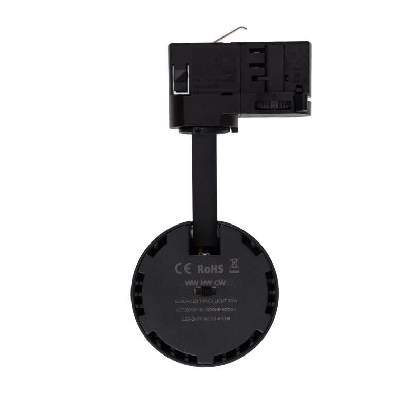 Foco LED New Bertha Preto 30W CCT Seleccionável LIFUD para Calha Trifásico