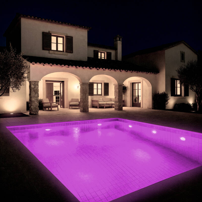 Foco LED RGBW Submersível para Piscina, 12 V CC, IP68, Aço Inoxidável, 12 W, XtraPool