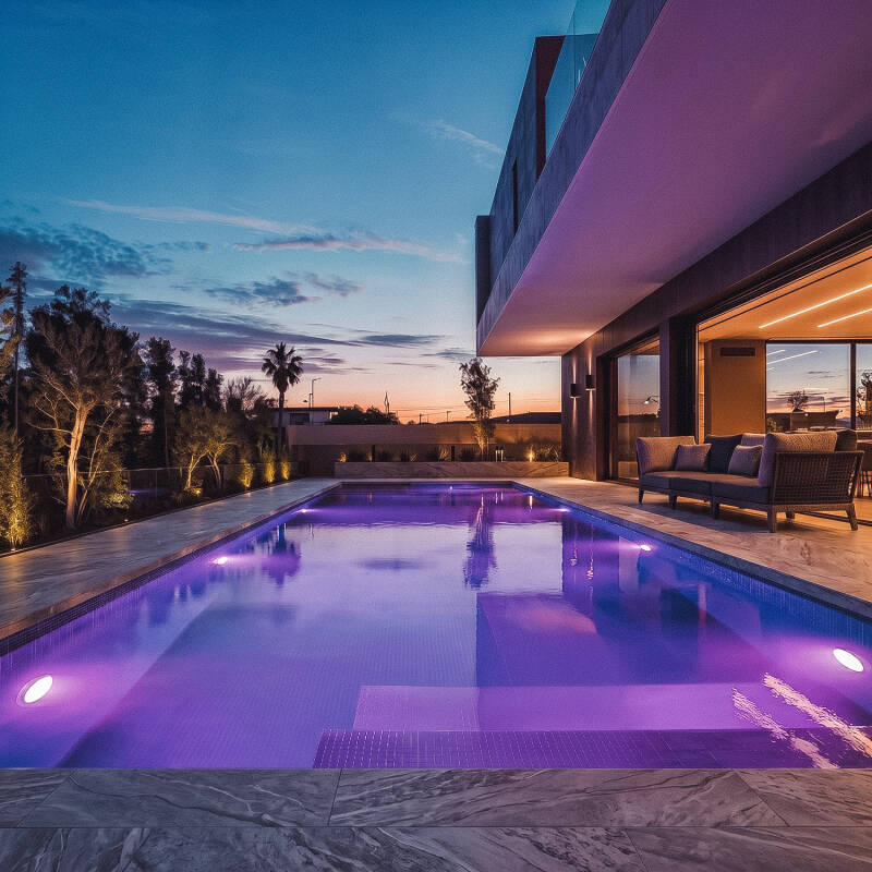 Foco LED RGBW Submersível para Piscina, 12 V CC, IP68, Aço Inoxidável, 35 W, XtraPool