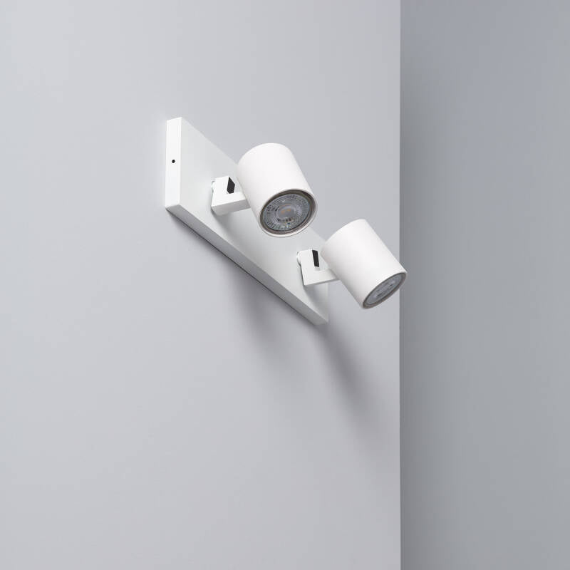 Foco Porta Lâmpadas Duplo de Superfície Direccionável de Aluminio Gylu para Lâmpadas GU10