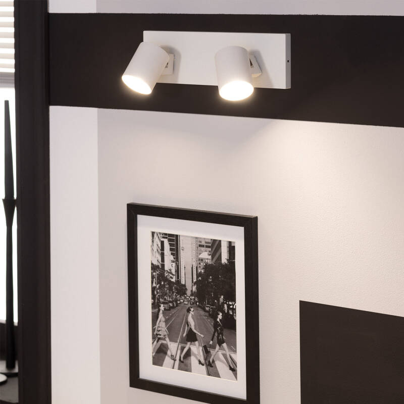 Foco Porta Lâmpadas Duplo de Superfície Direccionável de Aluminio Gylu para Lâmpadas GU10