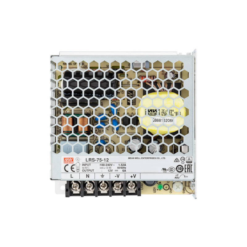 Fonte de Alimentação 12V DC 75W 6.2A MEAN WELL LRS-75