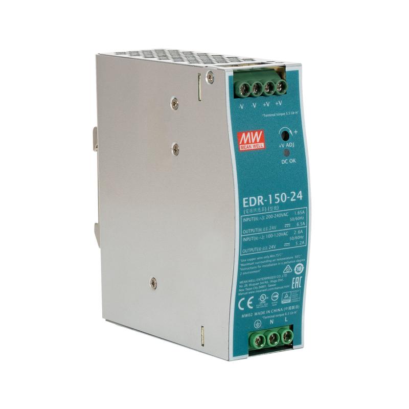 Fonte de Alimentação 24V DC 150W 6.5A para Calha DIN MEAN WELL EDR-150-24