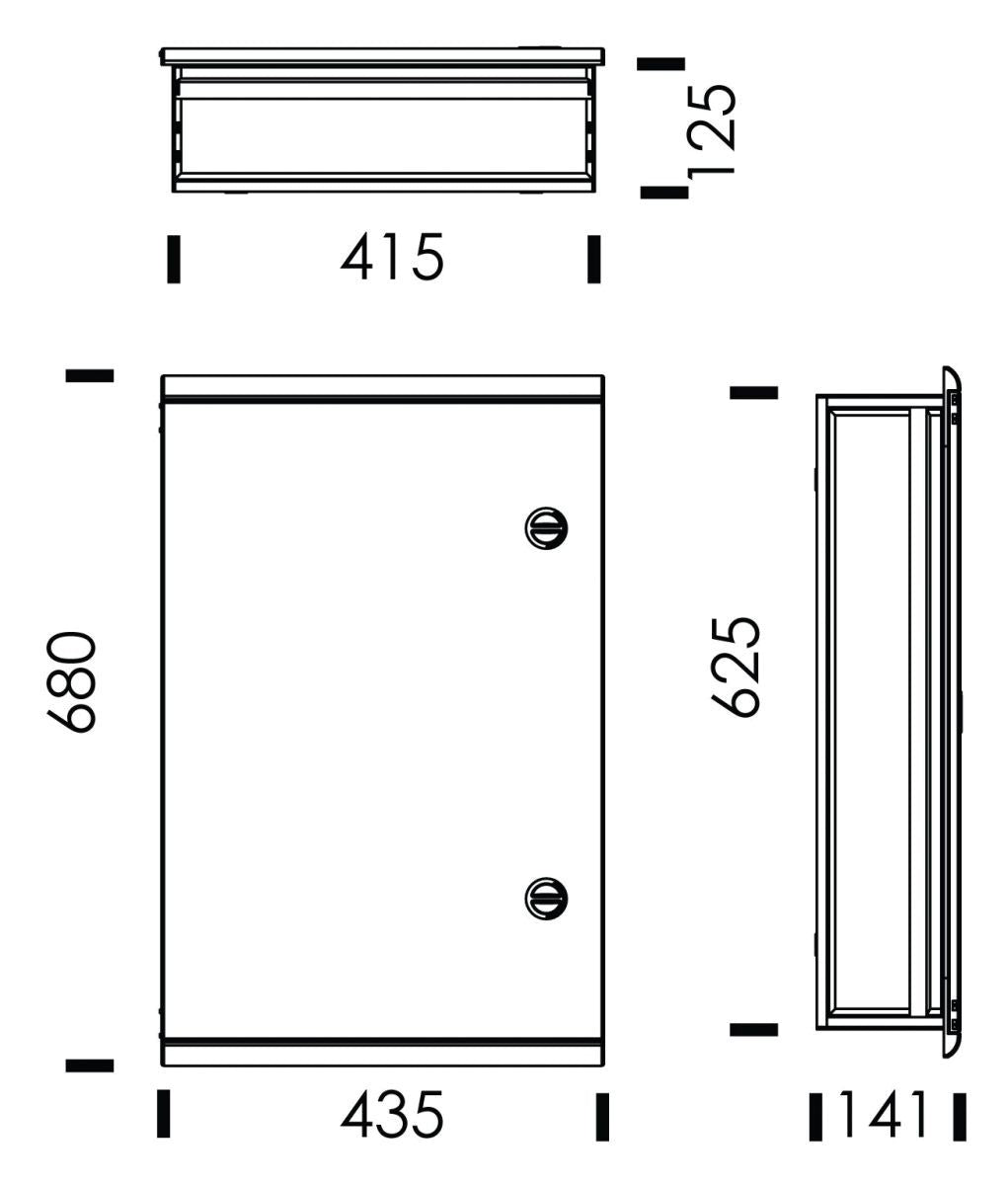 Quadro Embutir 3 Filas 51 Módulos IP54 MEGA TEV