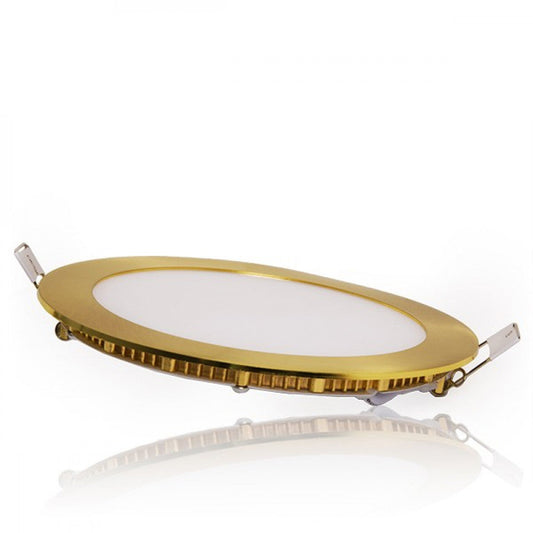 Painel LED 12W 1200Lm 2700ºK Circular Dourado 50.000H