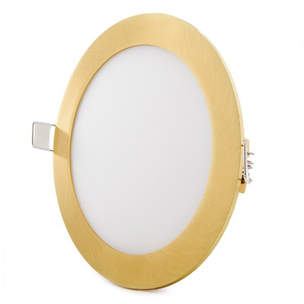 Painel LED 12W 1200Lm 2700ºK Circular Dourado 50.000H