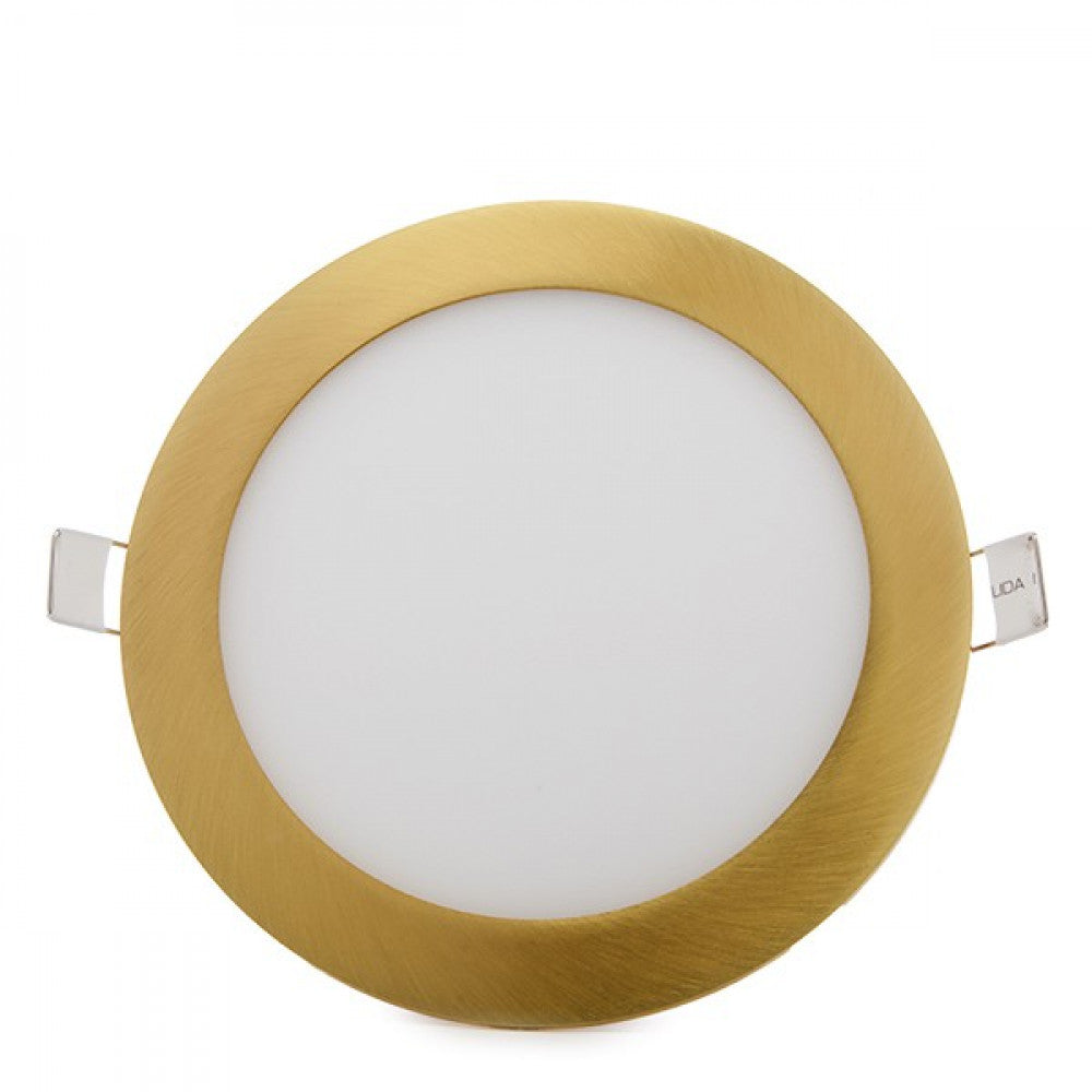 Painel LED 12W 1200Lm 2700ºK Circular Dourado 50.000H