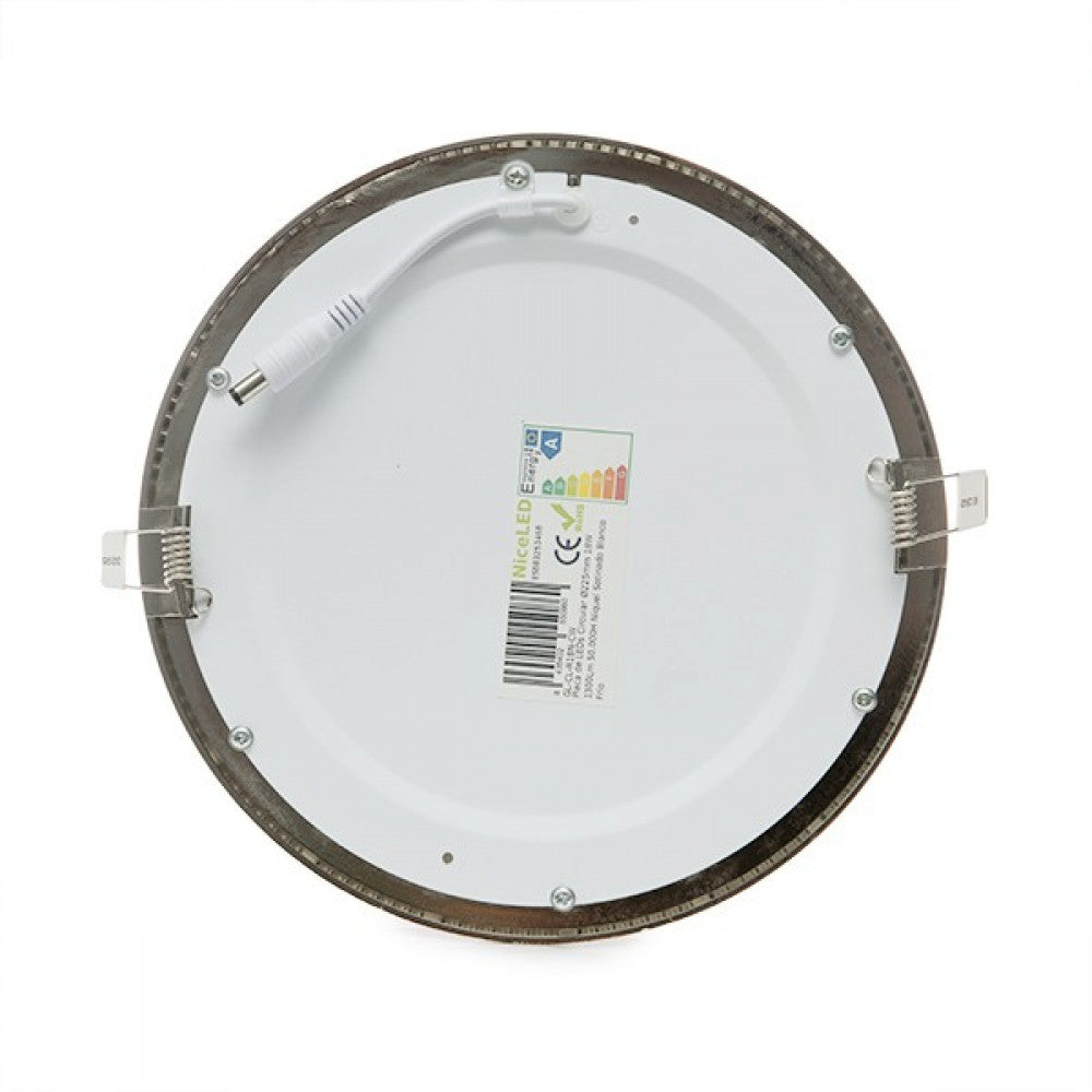 Painel LED 18W 1800Lm 6000ºK Circular Níquel Acetinado 50.000H