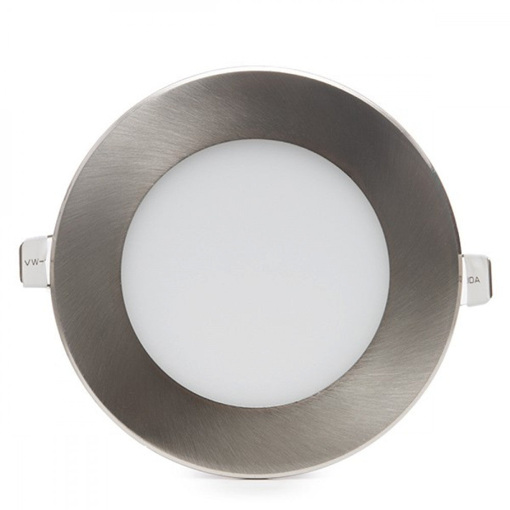 Painel LED 6W 600Lm 6000ºK Circular Níquel Acetinado 50.000H