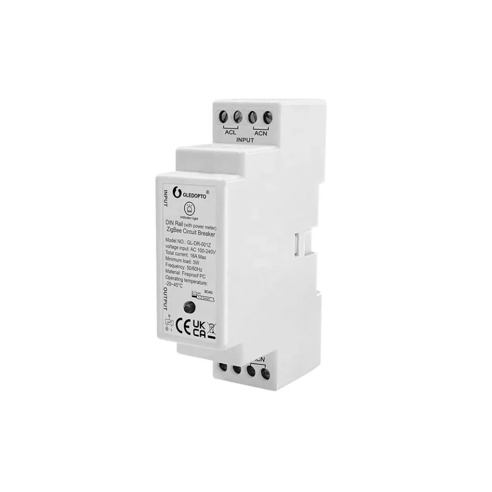 Gledopto GL-DR-001Z Tuya Zigbee DIN-rail relay com power meter (16A)